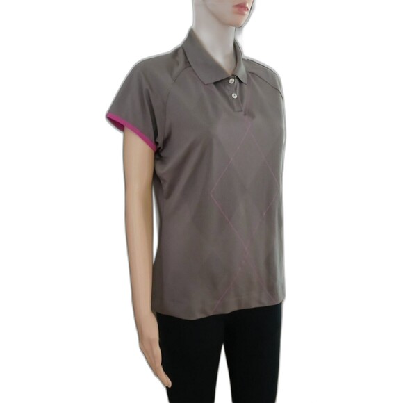 Nike Golf Dry Fit Top Medium Women's Collard Button Gray & Pink Short Sleeve Top - Picture 5 of 8